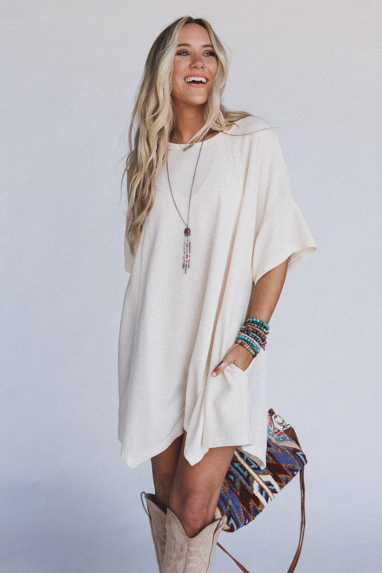 Meadowlight Tunic Dress - Cream: Cream