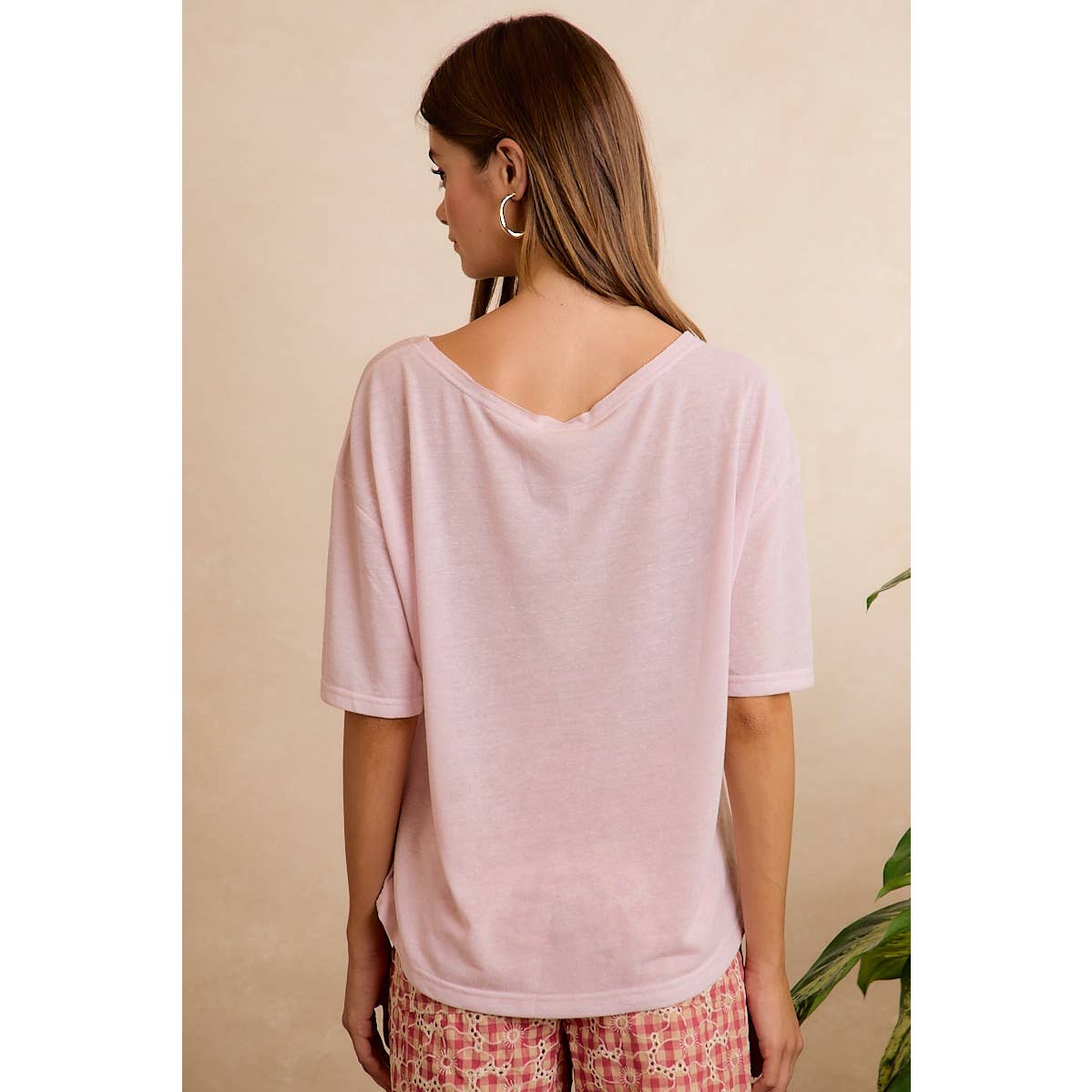 SOLID JERSEY RELAXED FIT SHORT SLEEVES POCKET TOP: LATTE / L