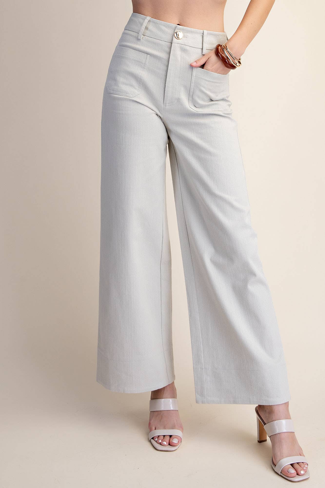 Stretchy Jeans High Rise Front Pocket Wide Leg: Navy