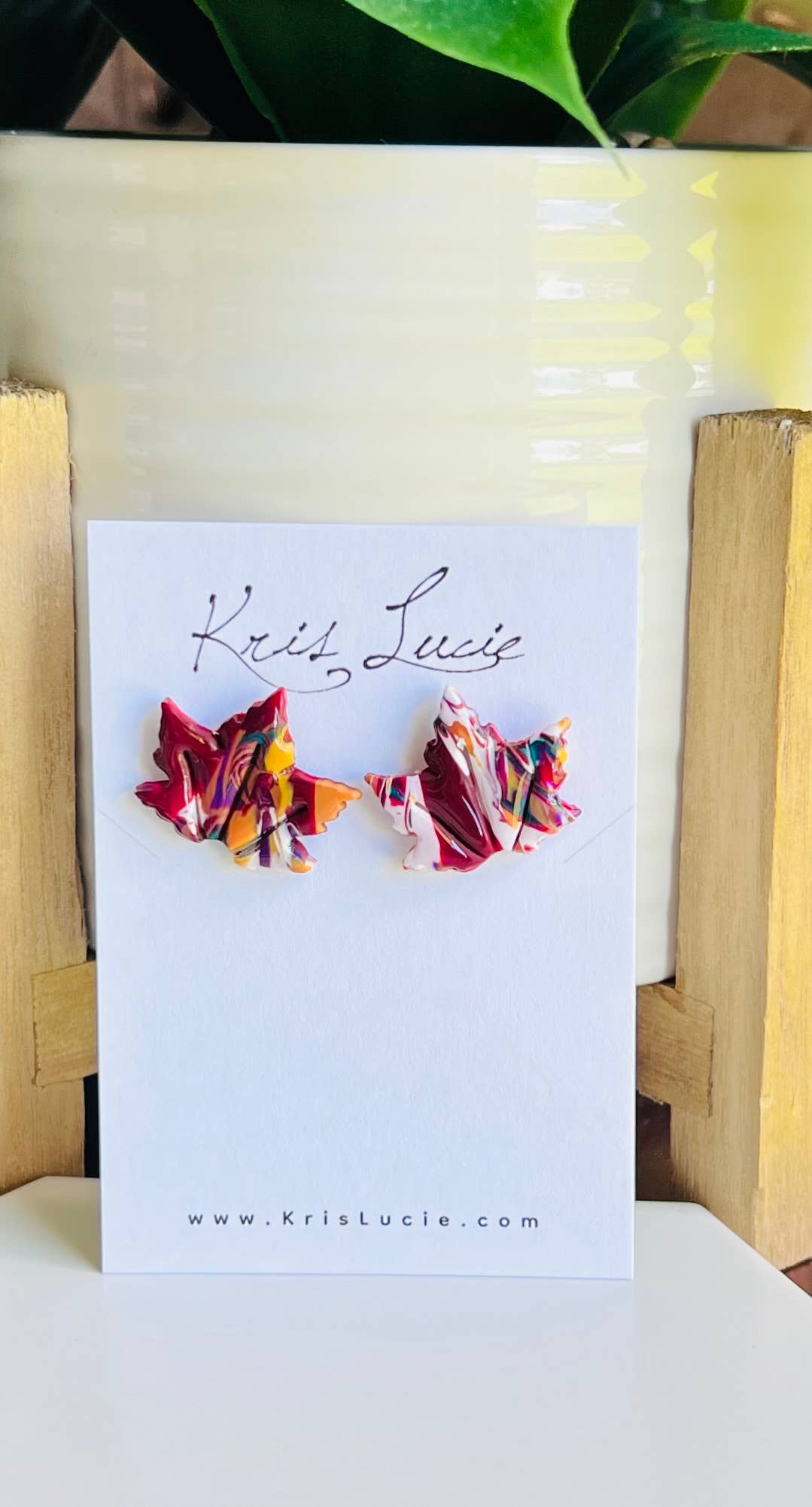 Fall Pomegranate Mix Maple Leaf Studs