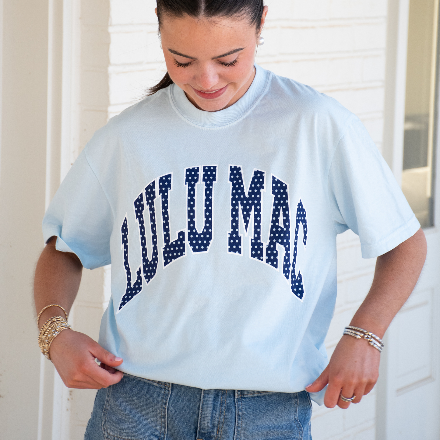 LM-PD-1001 Polka Dot Adult Chambray Comfort Colors Tee: Chambray