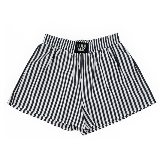 BLACK STRIPED BOXER SHORT: BLACK
