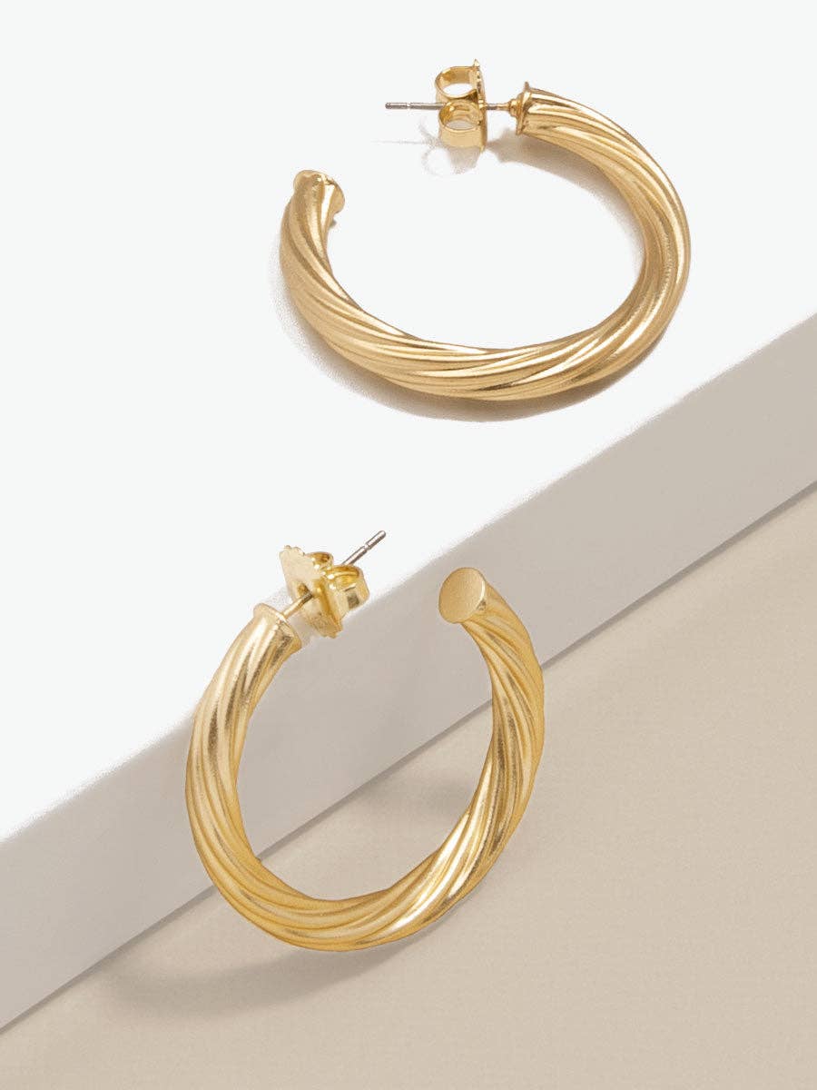 ZENZII  Swirled Satin Finish Hoop Earring: MG