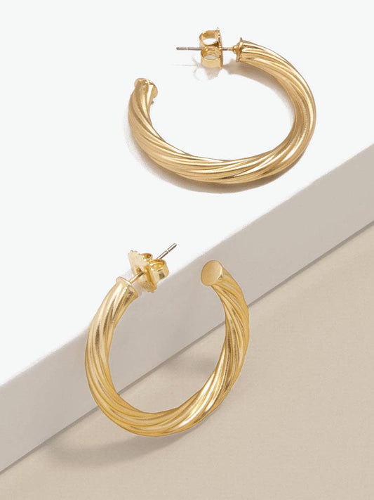 ZENZII  Swirled Satin Finish Hoop Earring: MG
