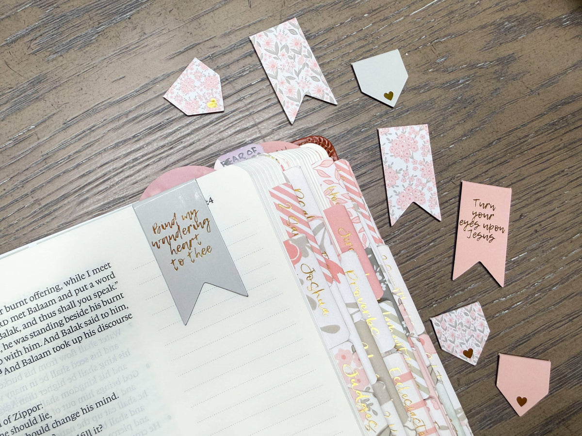 Magnetic Christian Bookmarks Set | Peach Floral