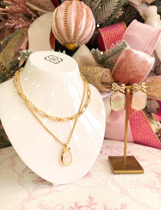 Daphne Bow Iridescent Crystal Ivory Illusion