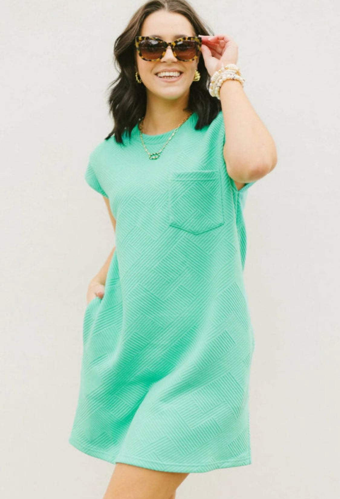 Green Textured Dress