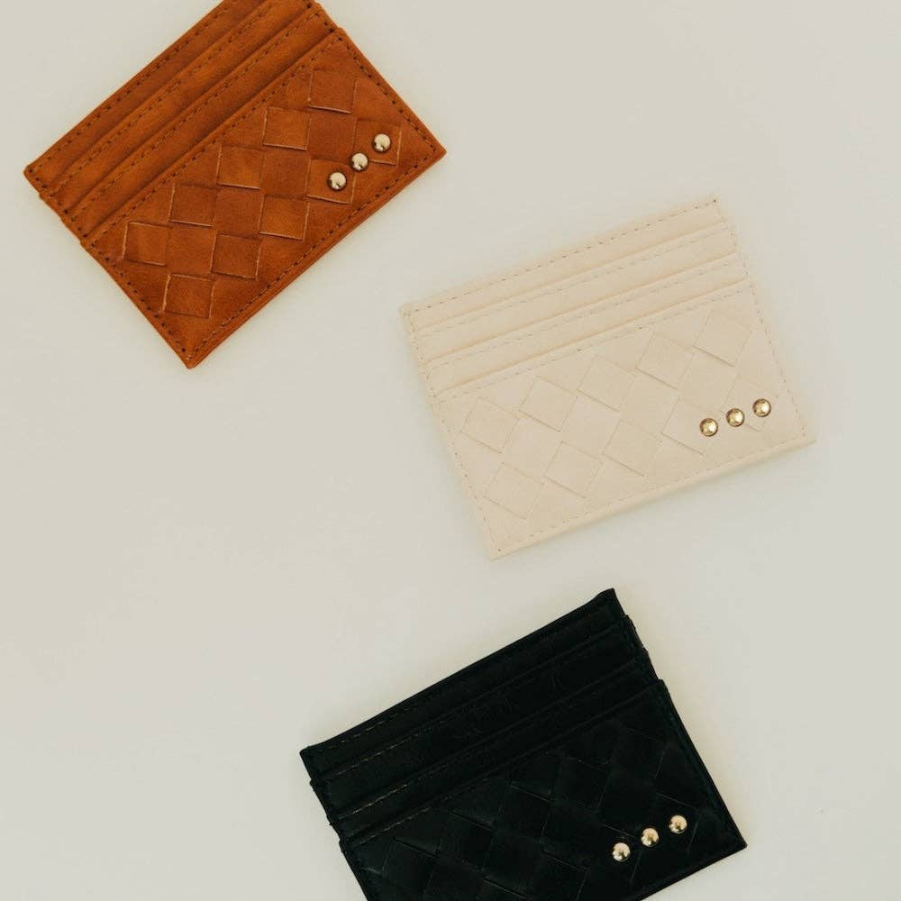 Mariah Woven Small Card Holder Wallet: Black