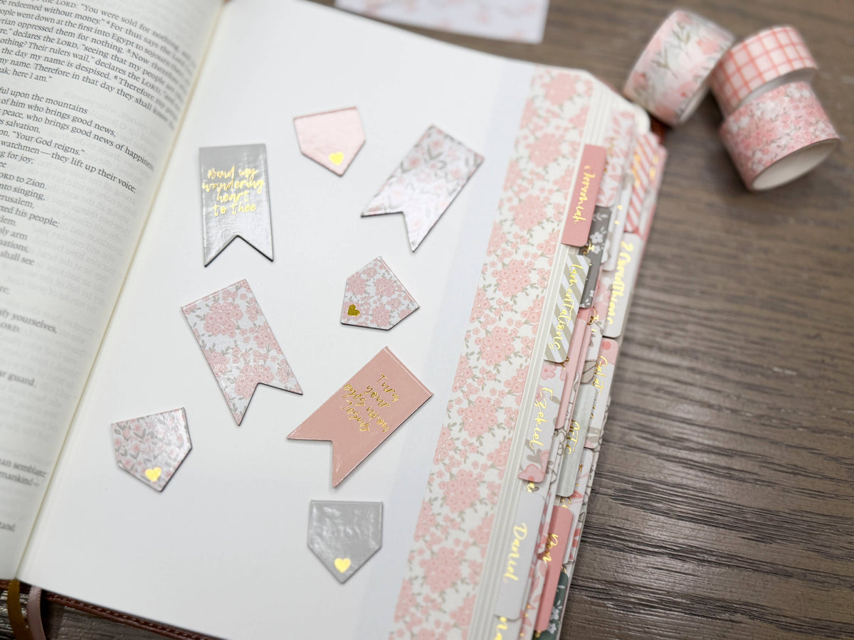 Magnetic Christian Bookmarks Set | Peach Floral