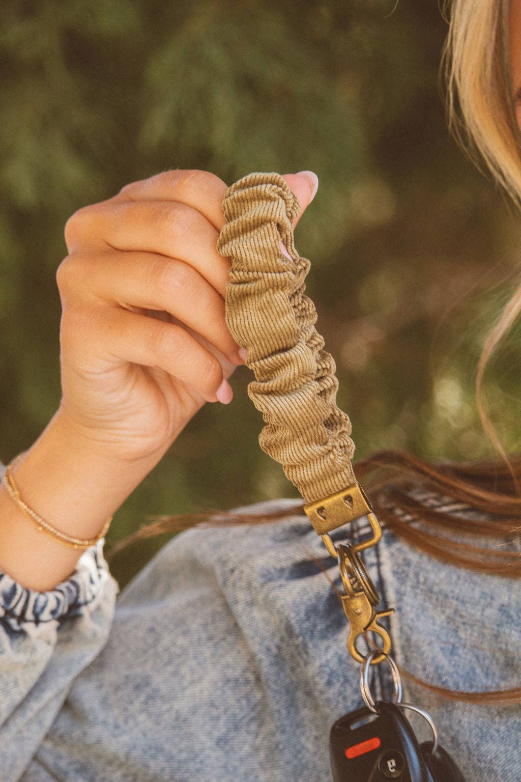 Olive Corduroy Keychain