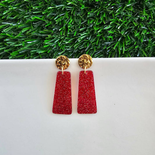 Mia Mini Earrings - Red Glitter // Game Day