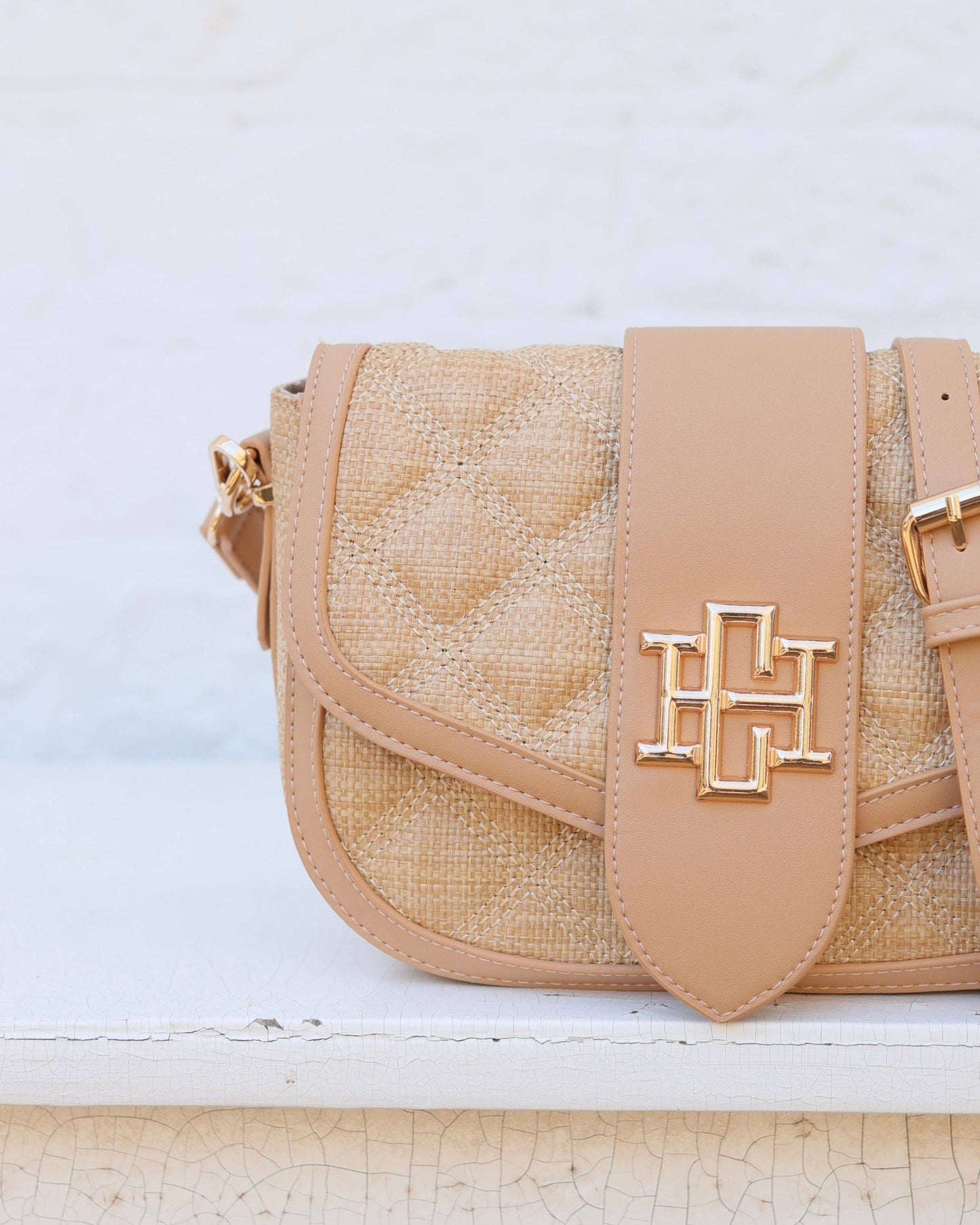 Griffin Crossbody Bag Woven Tan: Default