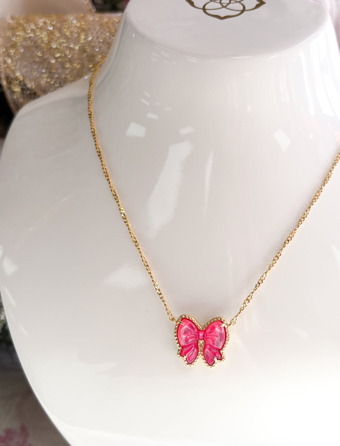 Haley Bow Necklace Rose Violet Mother Of Pearl