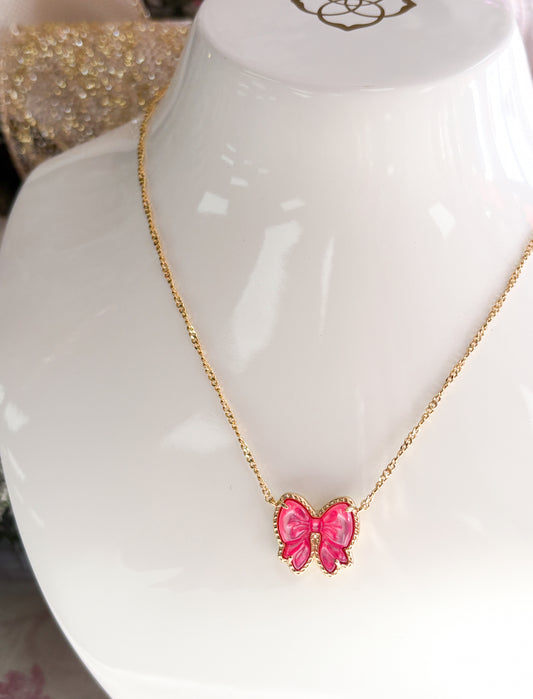 Haley Bow Necklace Rose Violet Mother Of Pearl