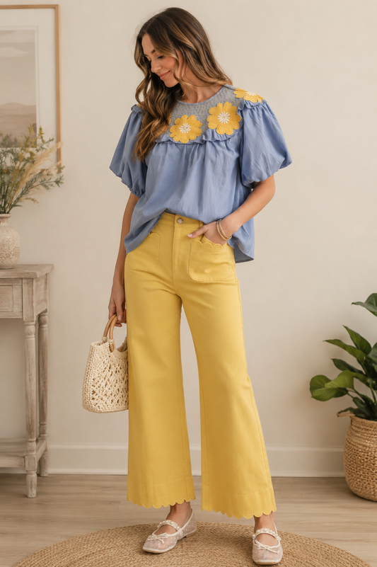 🌻 Golden Fields Embroidered Blouse