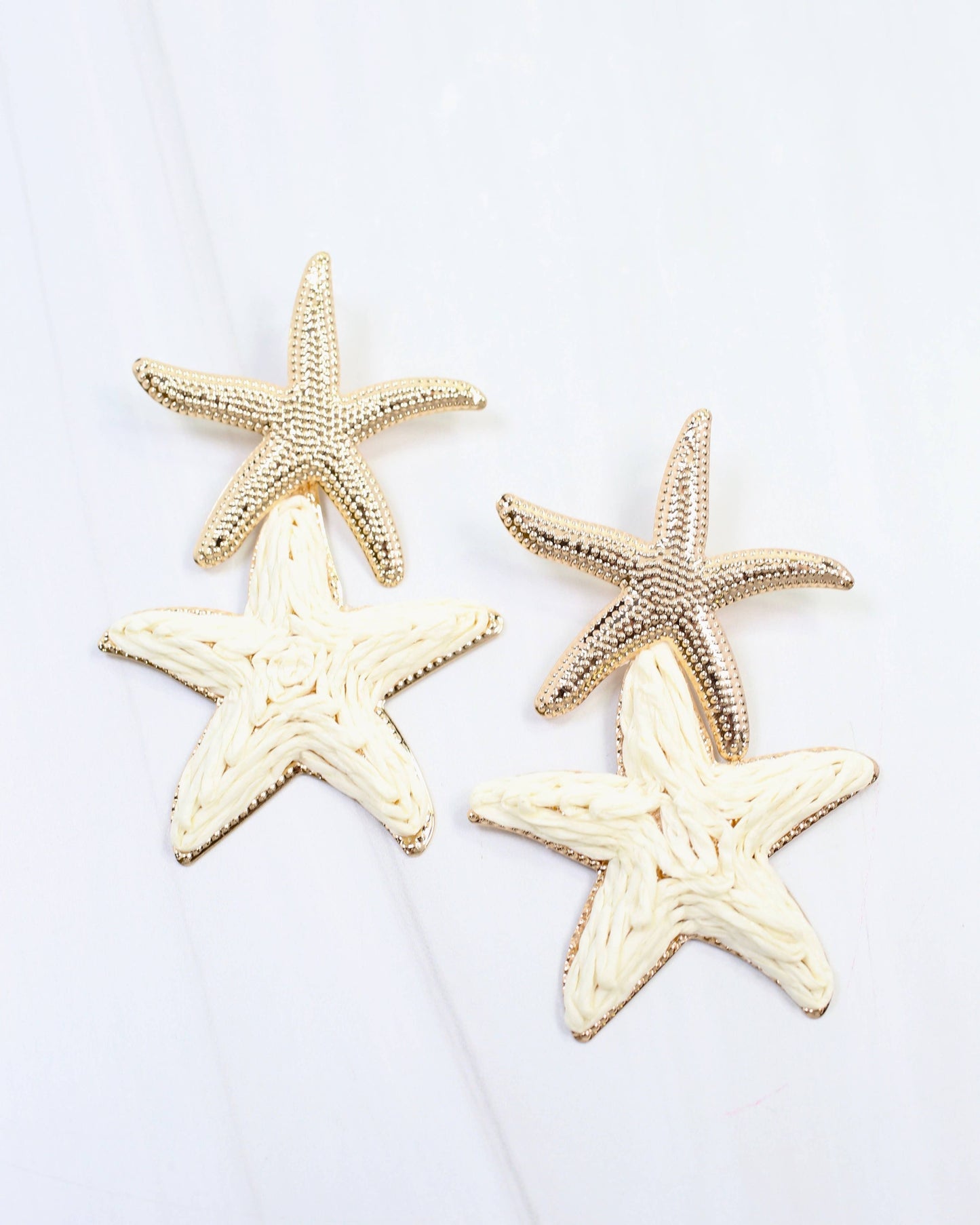Delphine Raffia Starfish Earring Gold: Default
