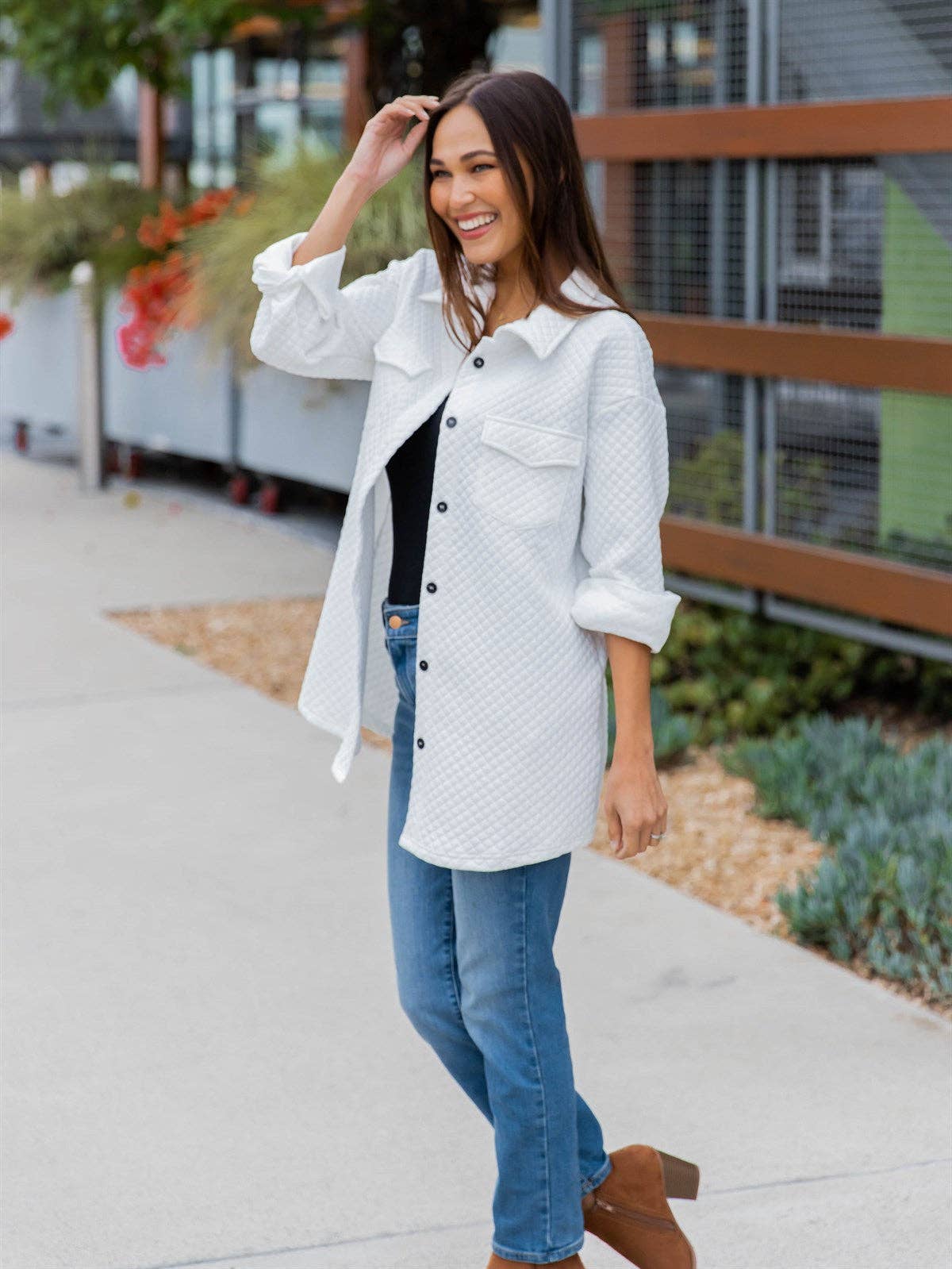 Quilted Shacket: Dark Red / Large