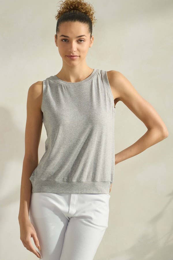 Women's Ribbed Viscose Crew Neck Loose Fit Tank: Pink / S