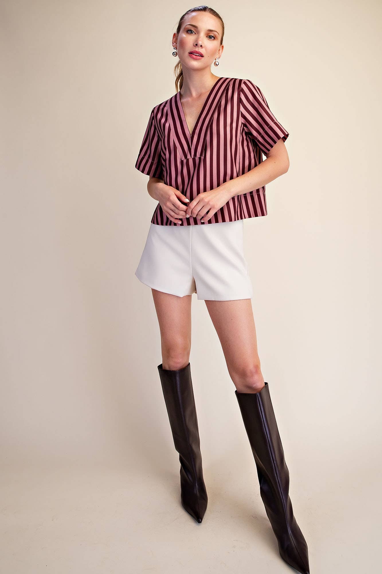 The Rosé & Merlot Striped Blouse 🍷🌸