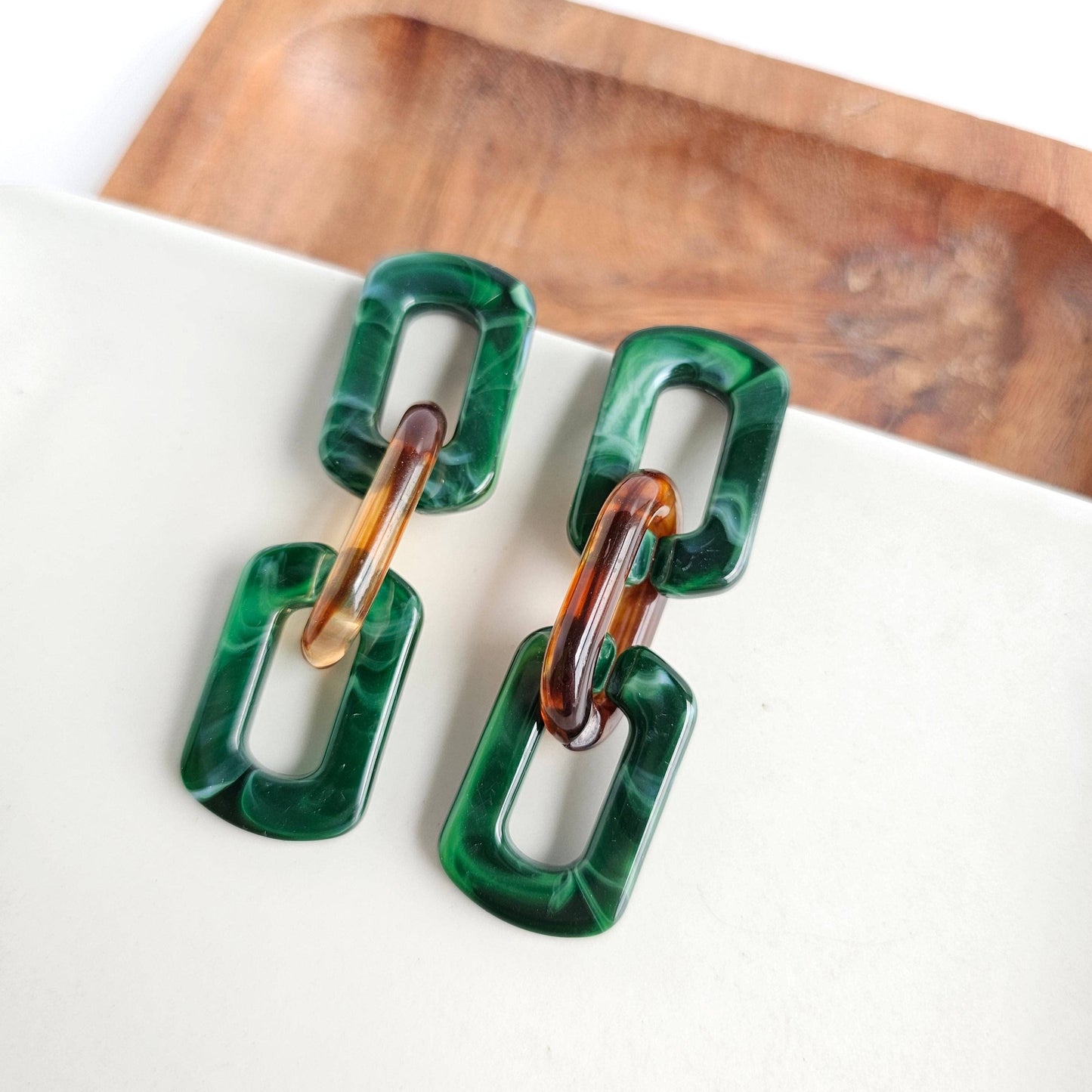 Tabitha Earrings - Forest & Amber // Fall, Jewelry, Gifts
