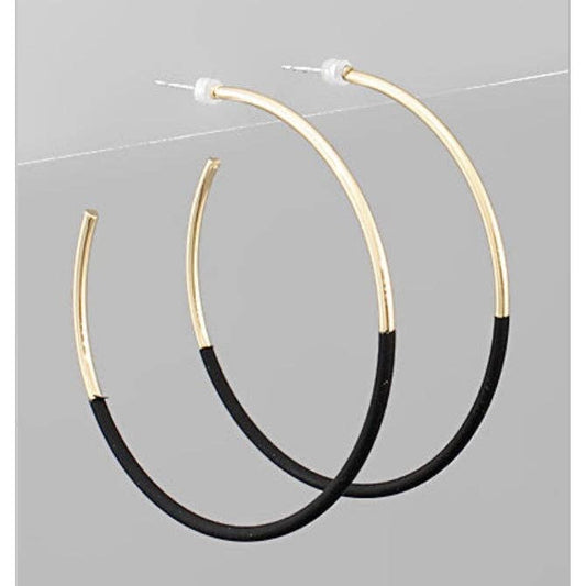 Black/ Gold Skinny Hoop Earrings | Skinny Hoop