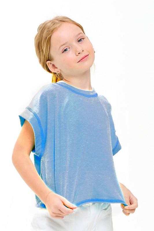 Slouchy design Wrapped cutout back tee: Denim Blue