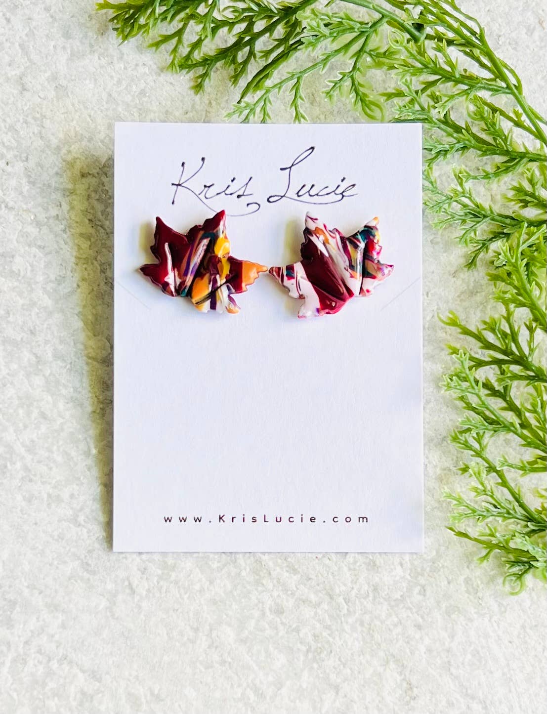 Fall Pomegranate Mix Maple Leaf Studs