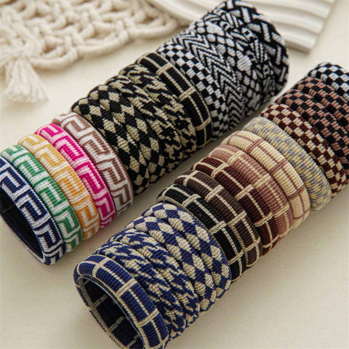 5-PIECE SET OF HIGH ELASTIC HAIR TIES_CWAHA1112: BLACKWHITE / (OS) 3