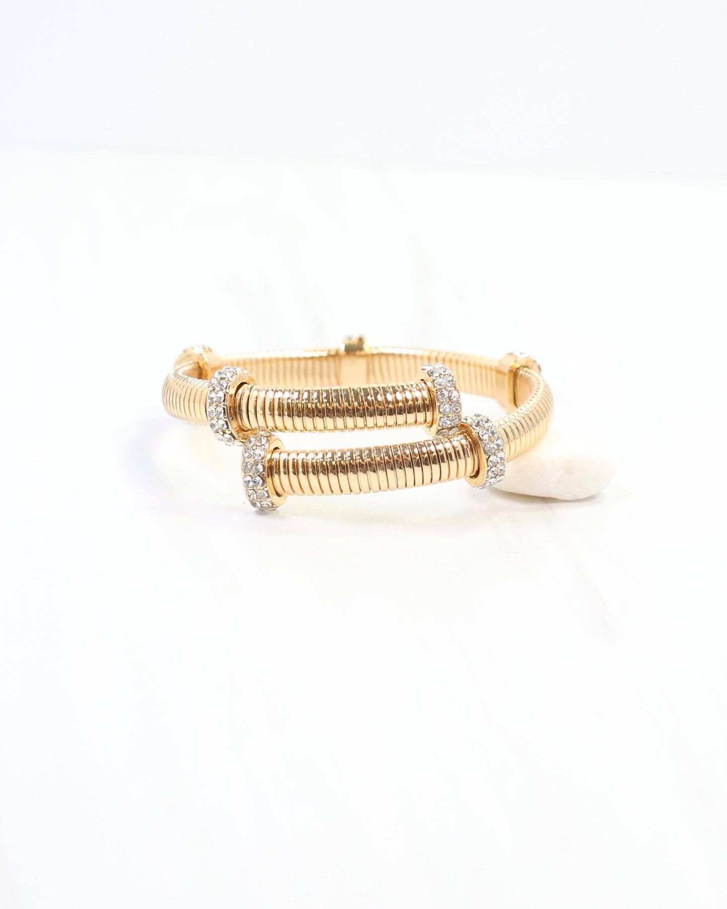 Clayton Crystal Coil Bracelet Gold: Default