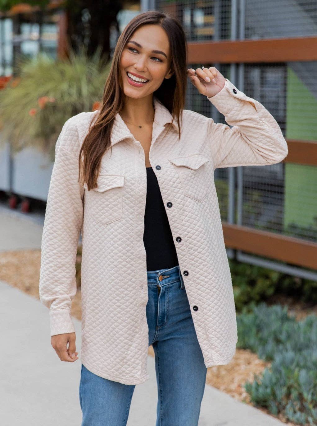 Quilted Shacket: Dark Red / Large