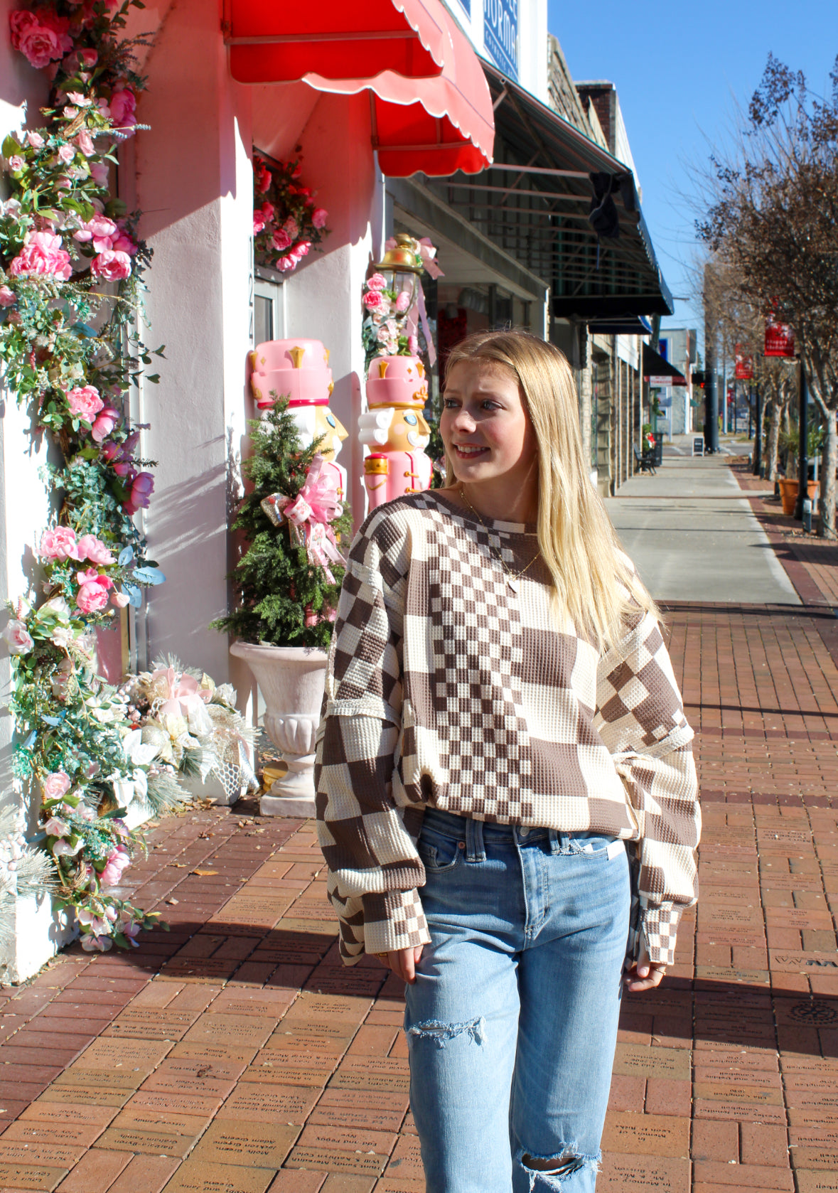 BiBi Oversized Checkered Sweatshirt