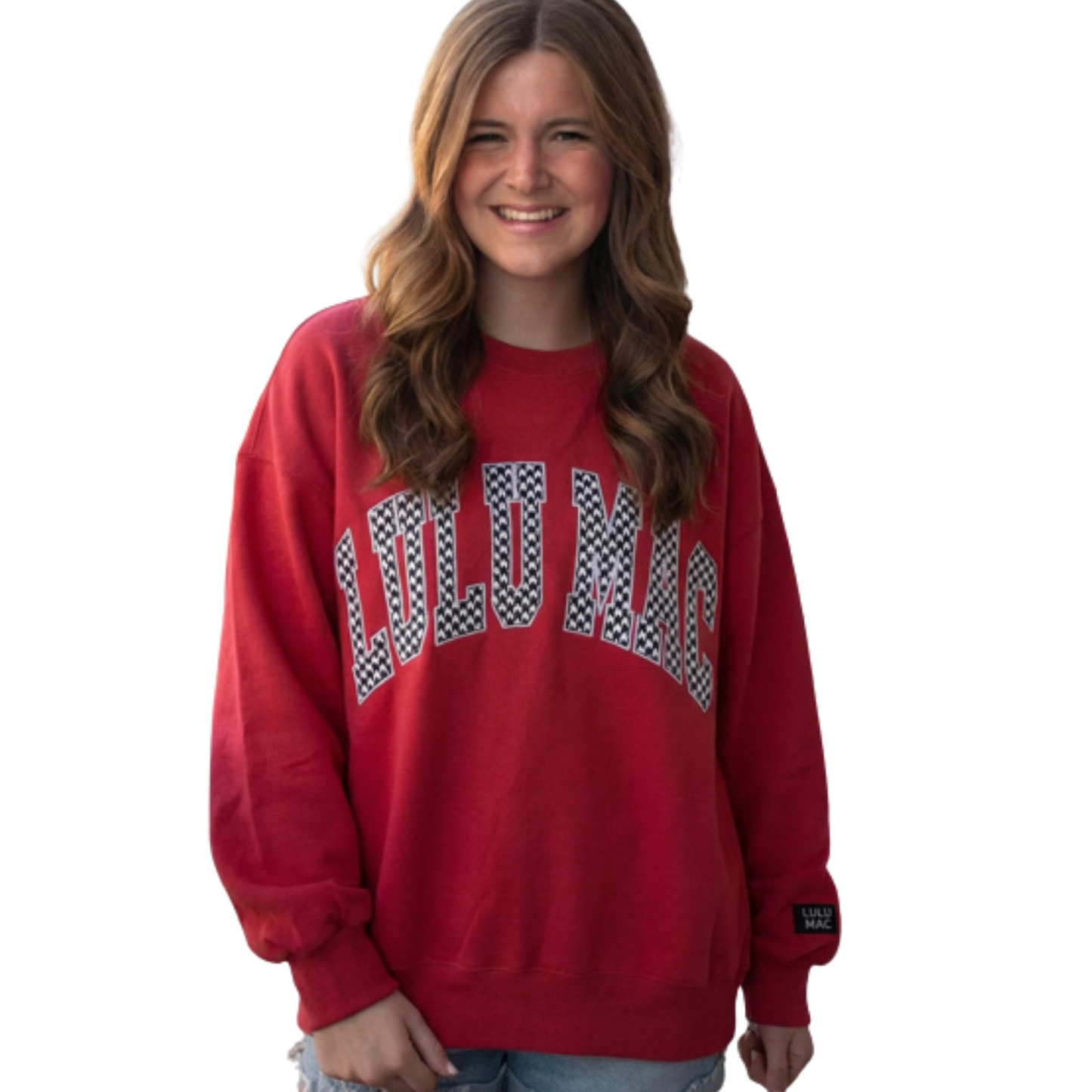 LULU MAC-Crimson Houndstooth-Stitch: Crimson