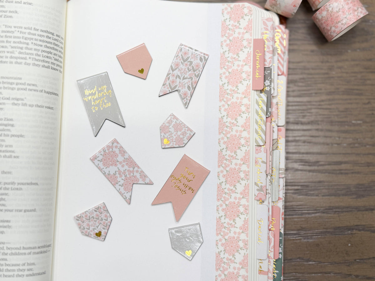 Magnetic Christian Bookmarks Set | Peach Floral