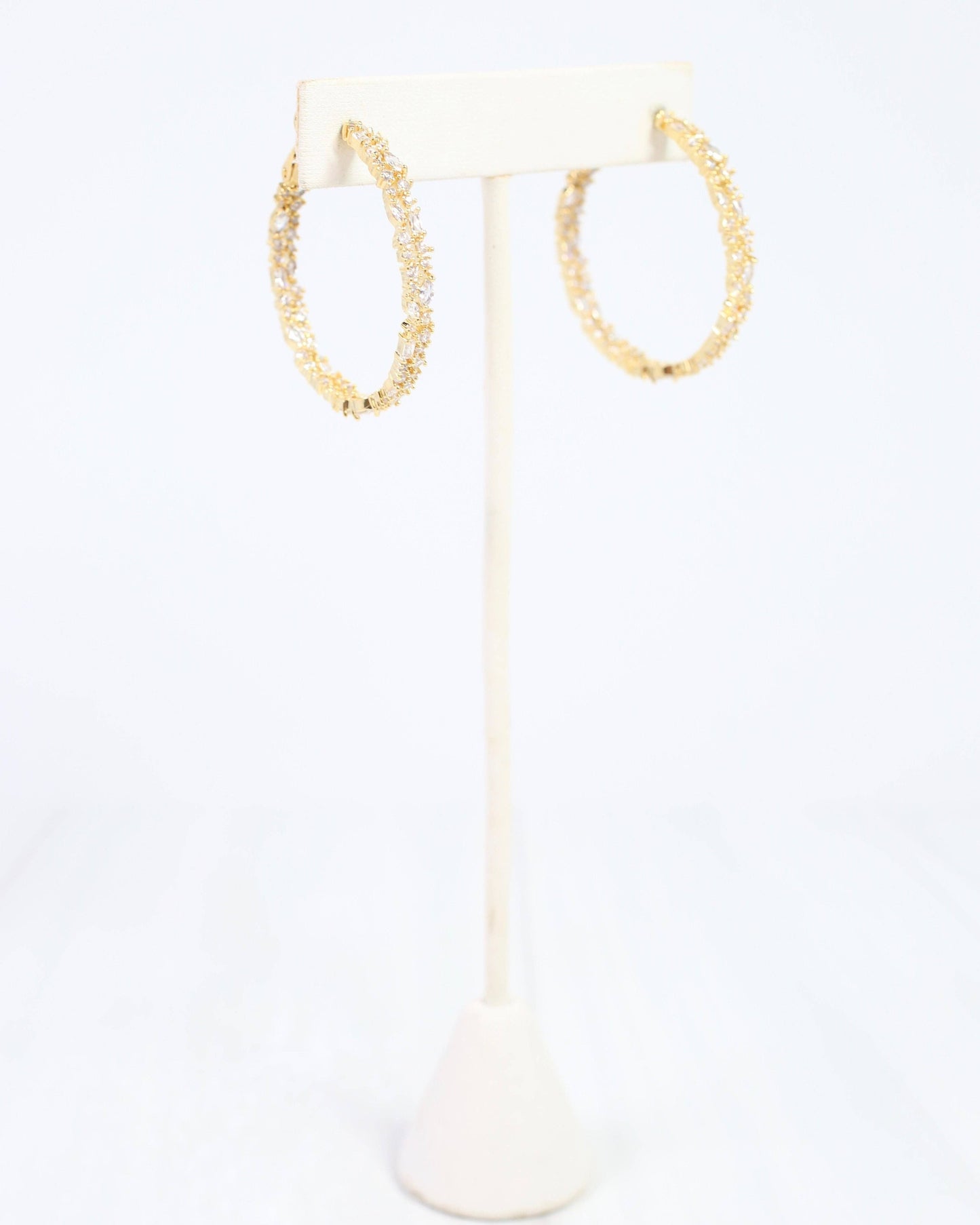Shelby CZ Embellished Hoop Earring Gold: Default