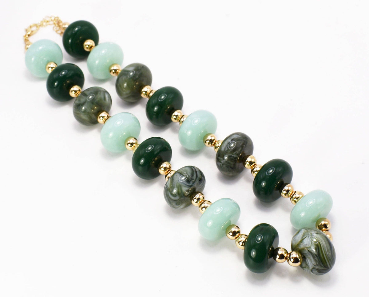 Green Multi Acrylic Oval 16"-18" Necklace