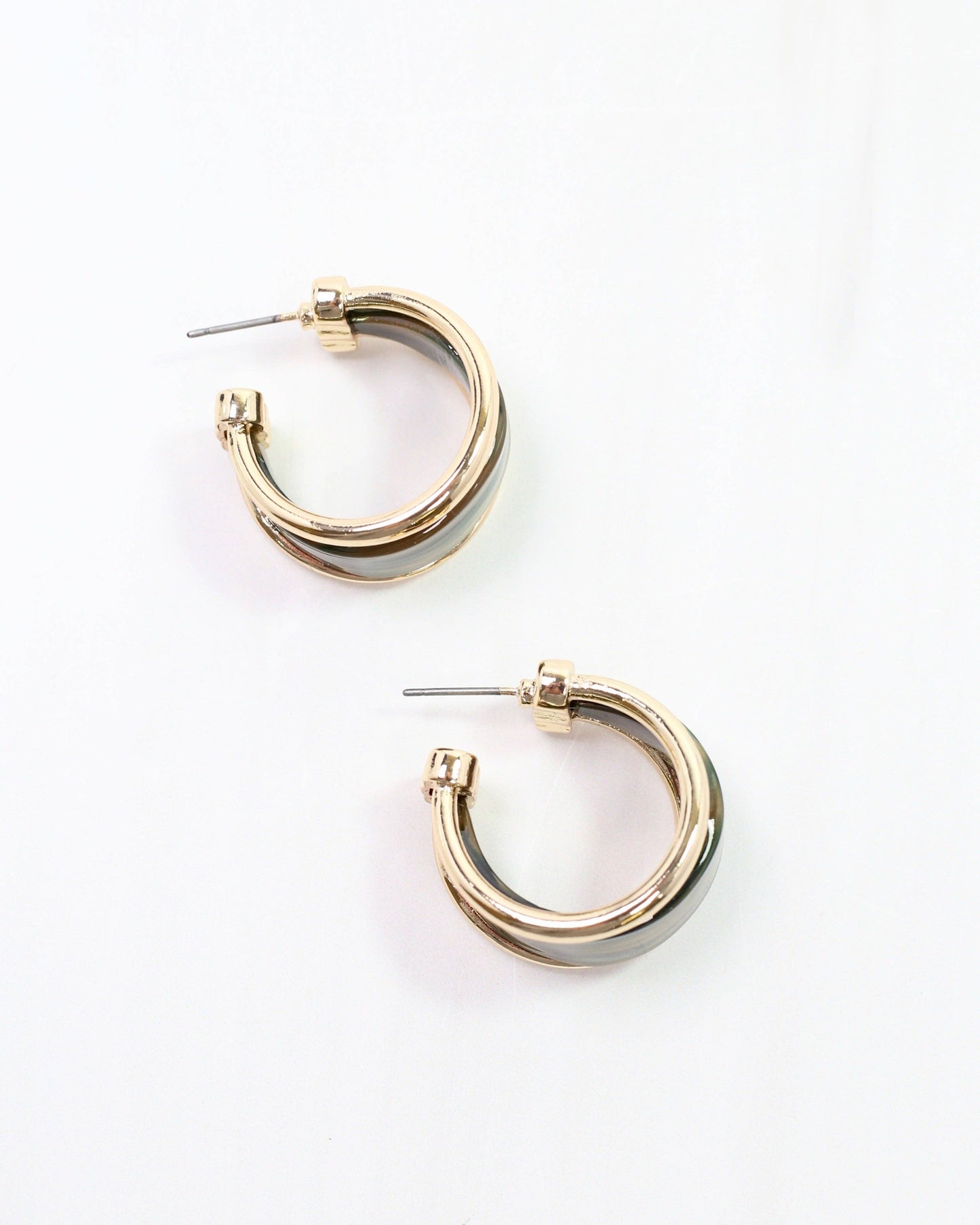 Daphne Gold Trimmed Hoop Green: Default