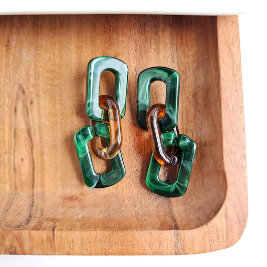 Tabitha Earrings - Forest & Amber // Fall, Jewelry, Gifts