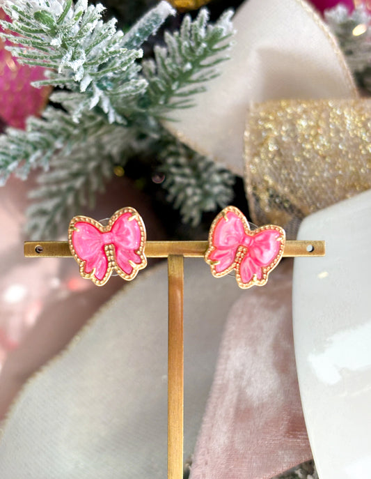 Haley Bow Stud Rose Violet Mother Of Pearl