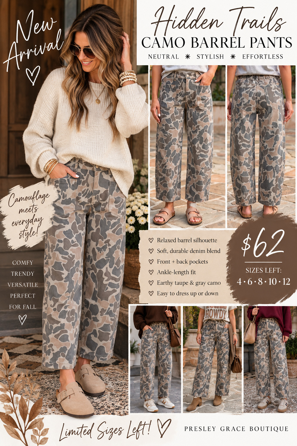 Hidden Trails Camouflage Shift Ankle Length Jeans: