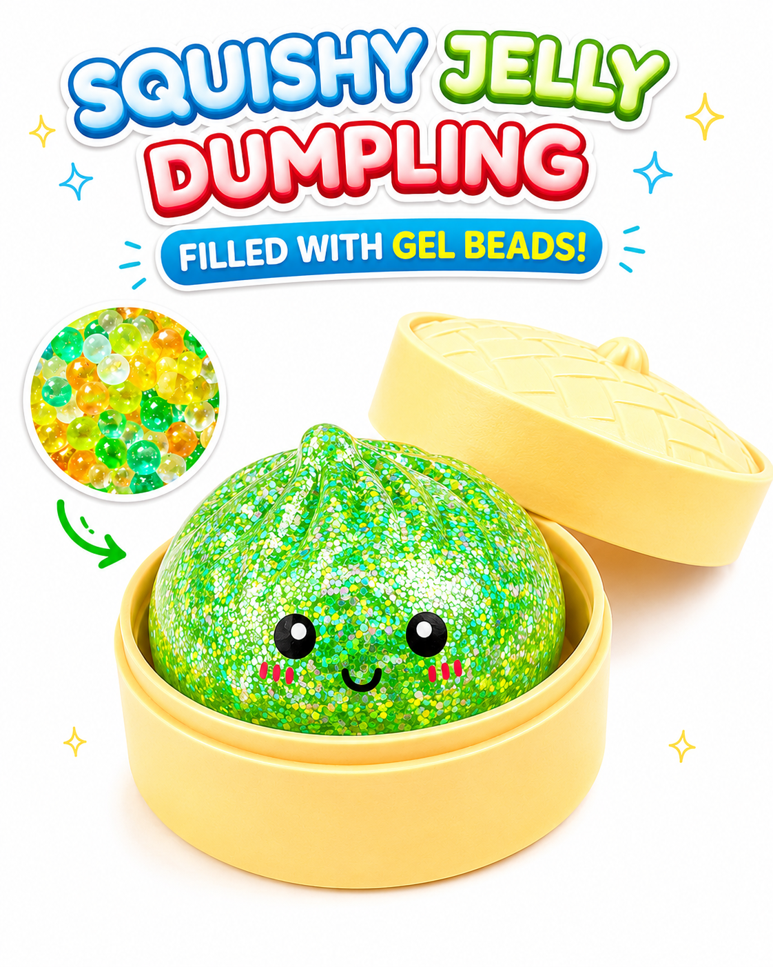 Mini Glitter Gel Bead Dumpling Squishy