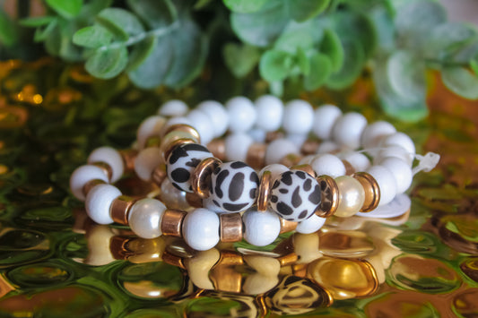 White And Gold Cow print Stack