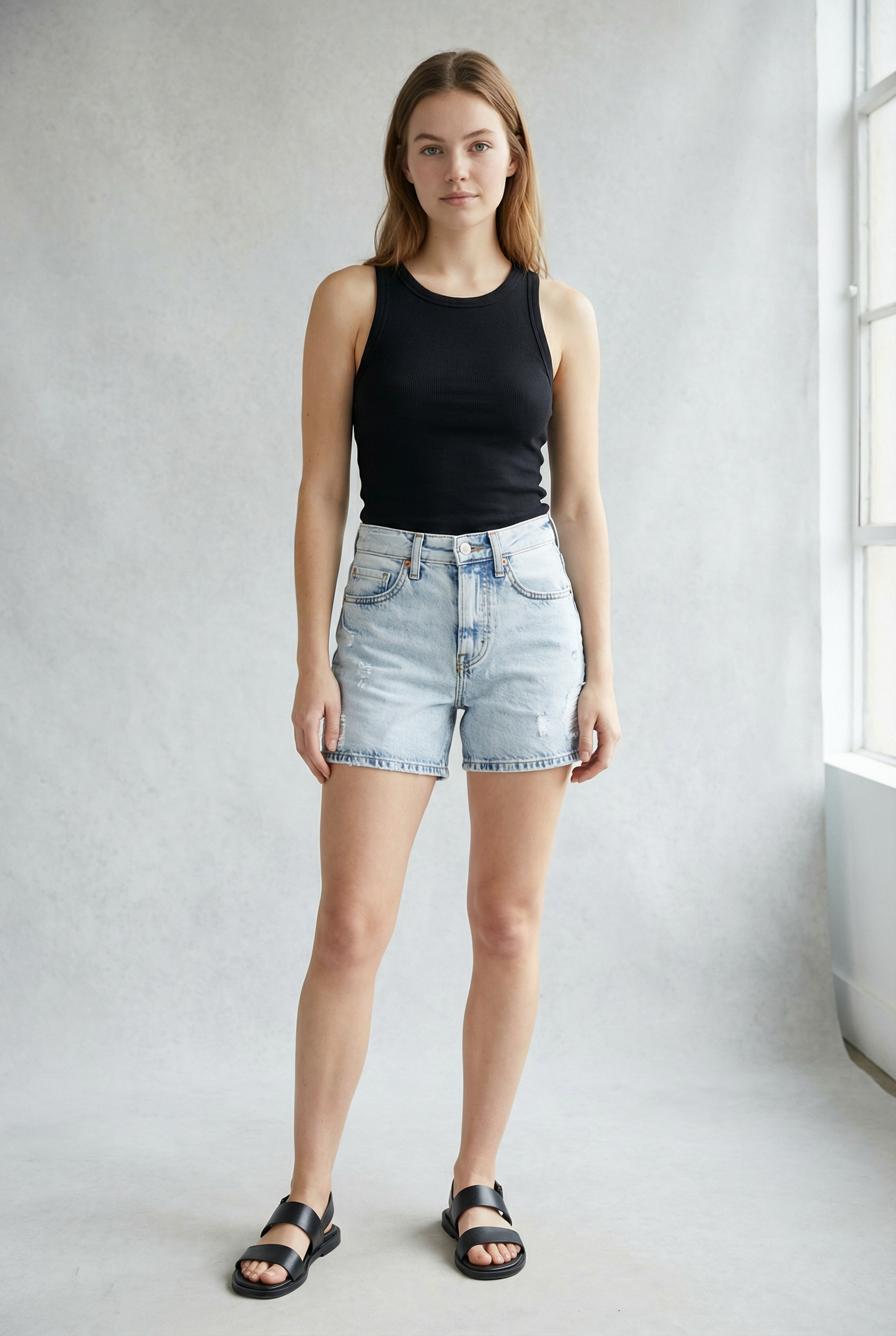 Artemis Vintage" HYBRID STYLE " HIGH RISE MIDI SHORTS: M