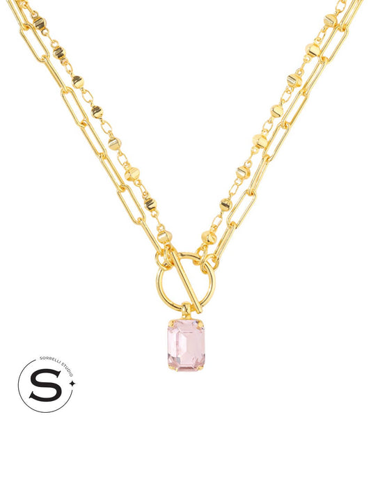 Studio Emerald-Cut Pendant Necklace - Pastel