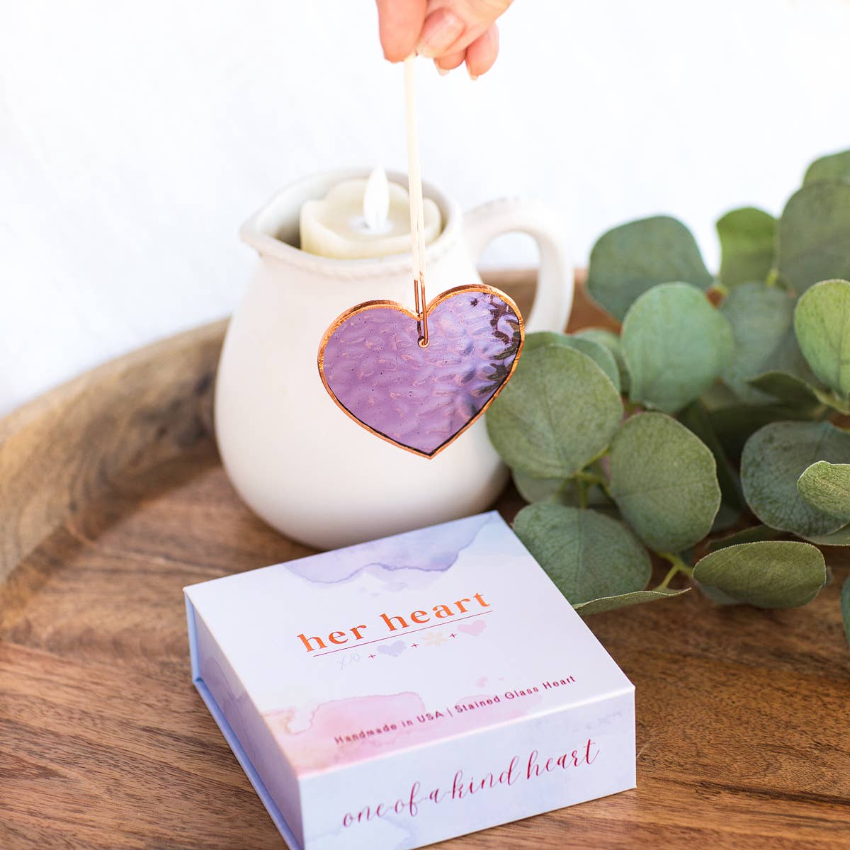 Her Heart for Grandma USA Handmade Stained Glass Heart 7902