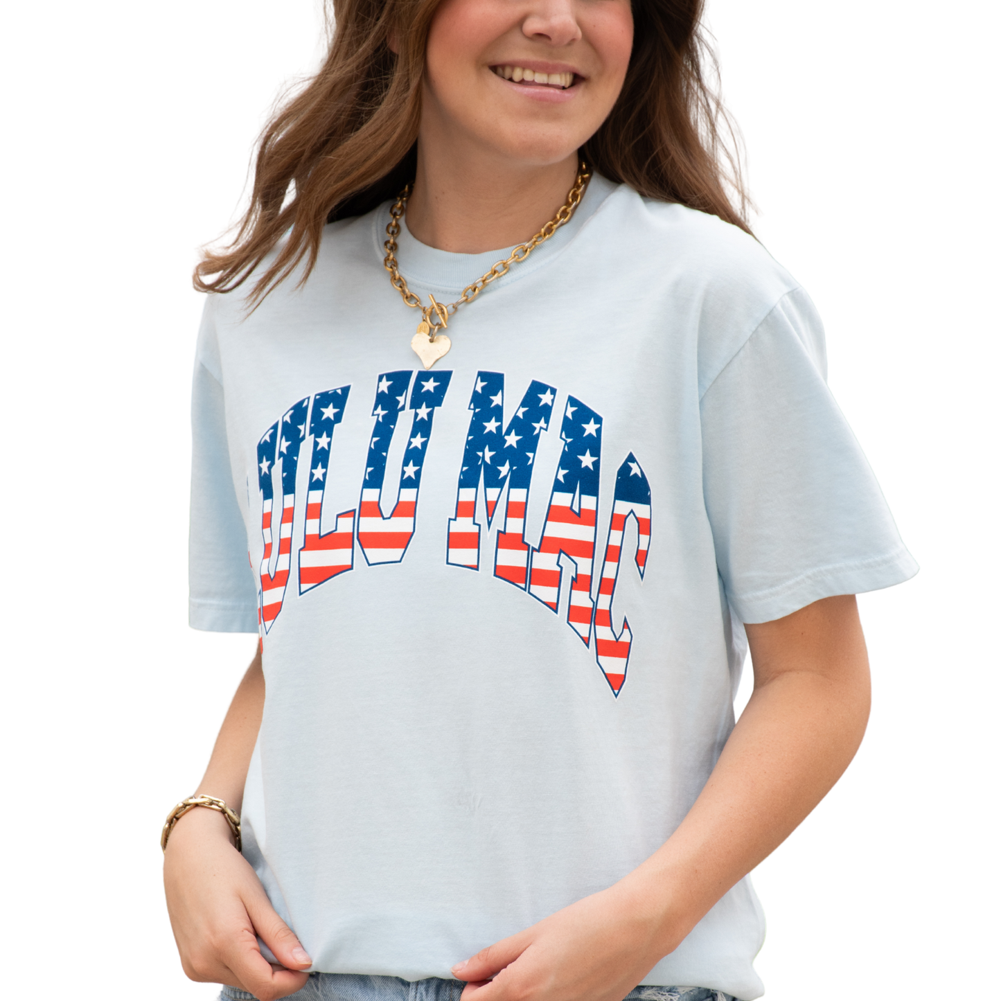 PRE ORDER-Stars & Stripes Adult Chambray Comfort Colors Tee: Chambray