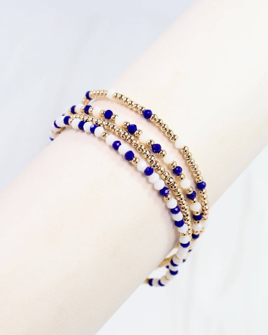 Lottie Beaded Bracelet set Blue White: Default