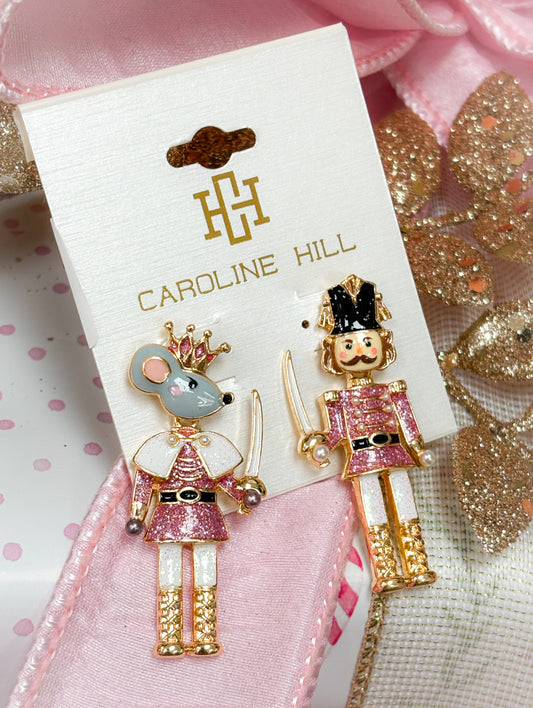 Pink Nutcracker King Earrings