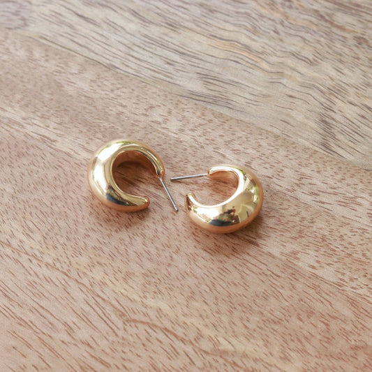 Custom Petite Gold Teardrop Hoop Earrings | Gold Dome Hoop