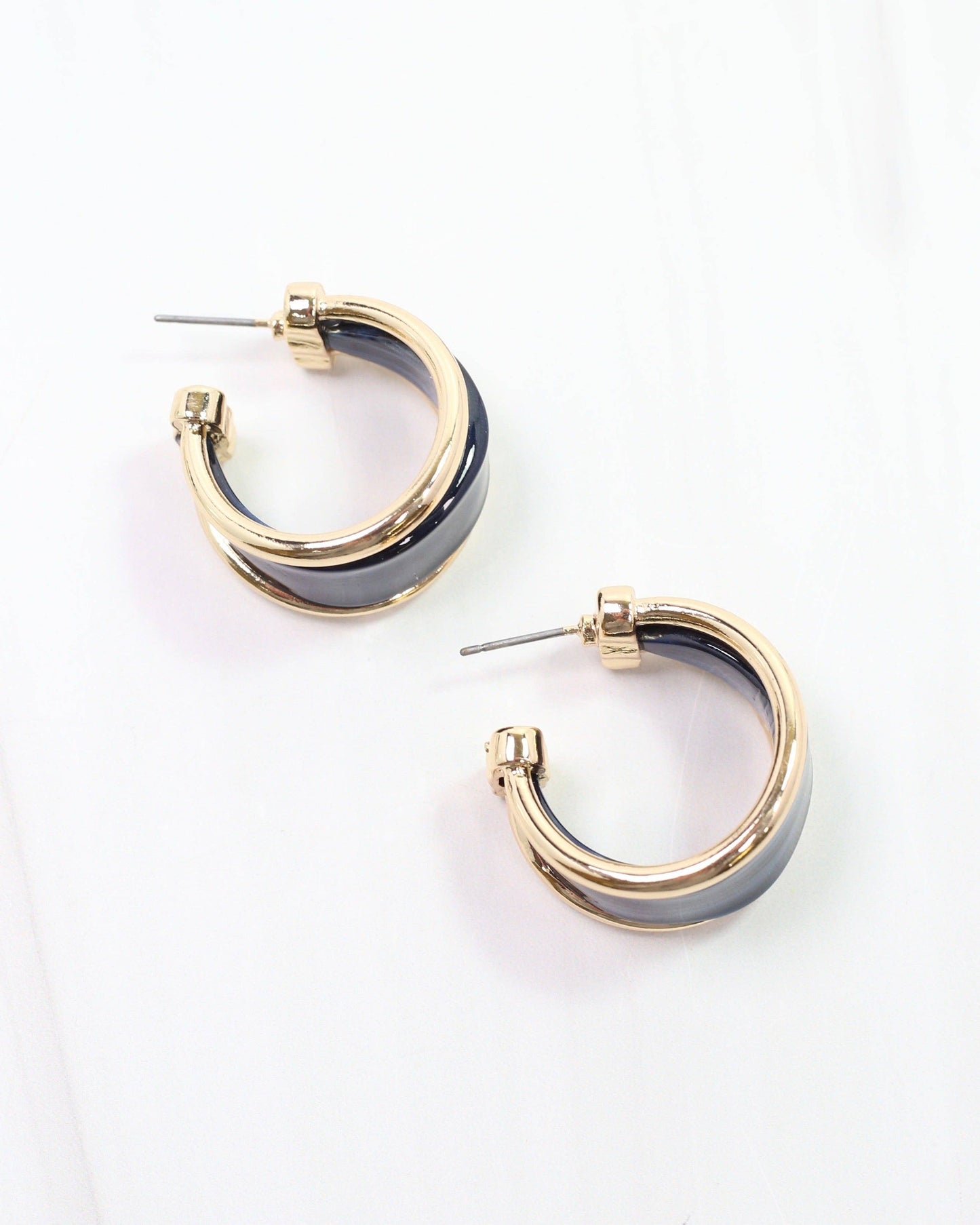 Daphne Gold Trimmed Hoop Navy: Default