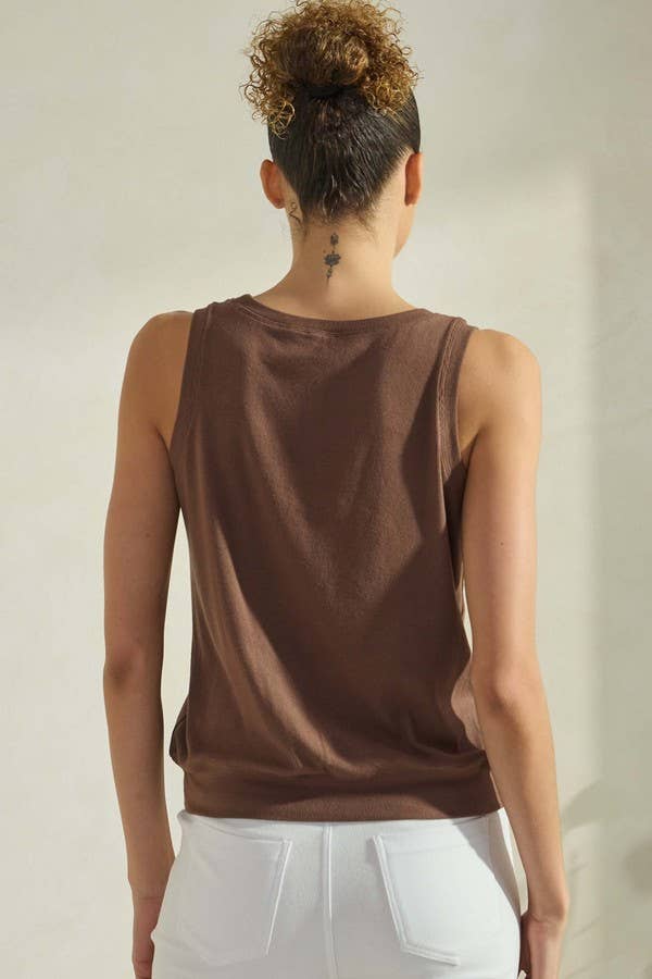 Women's Ribbed Viscose Crew Neck Loose Fit Tank: Pink / S
